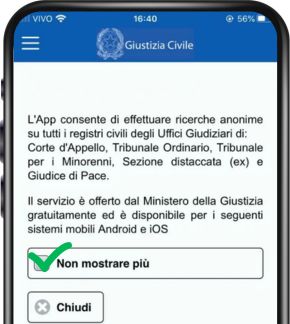 Após acessar o aplicativo, clique em Non mostare piú e em seguida Chiudi.