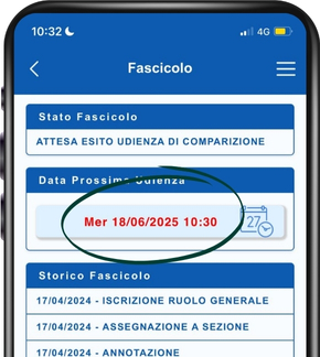 Ao aparecer esta tela, significa que o seu processo está aguardando a audiência, com a data marcada em vermelho.